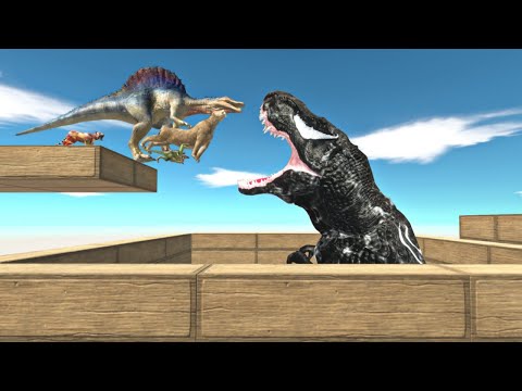 ESCAPE T-REX VENOM IN DEADLY SKY BRIDGE 2!! - Animal Revolt Battle Simulator