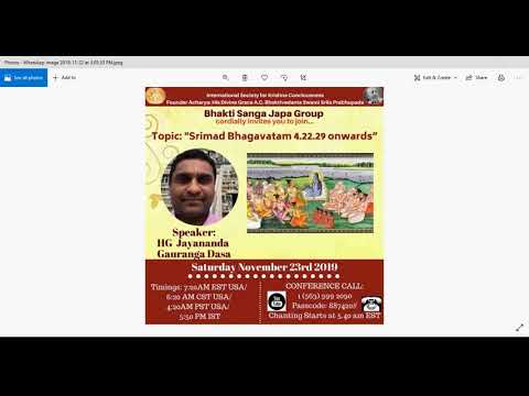 Topic:Srimad Bhagavatam class 4.22.29 By HG Jayananda Gauranga prabhuji ,   November 23rd 2019