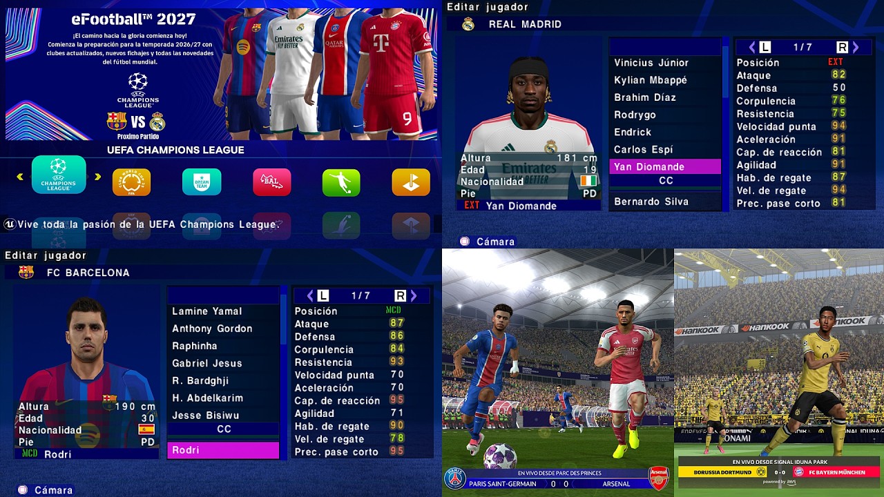 🤩 eFootball 2027 PPSSPP | Ligue 1 con 18 Clubes en LM + Mundial con 48 Selecciones + Nuevas Faces HD