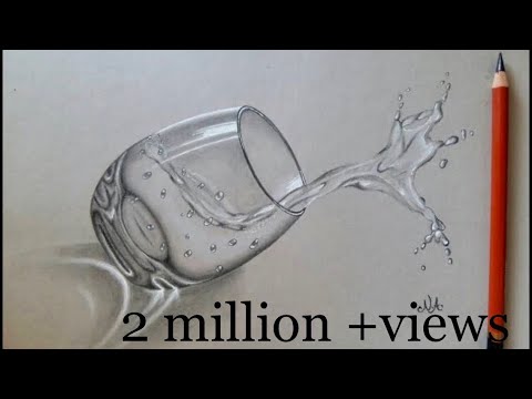 3d drawing water splash from glass by naushad ahmad