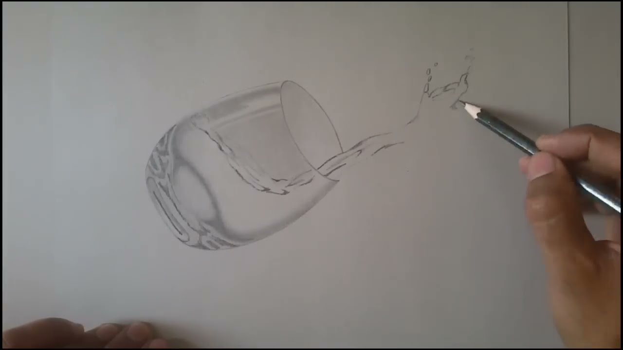 3d drawing water splash from glass by naushad ahmad