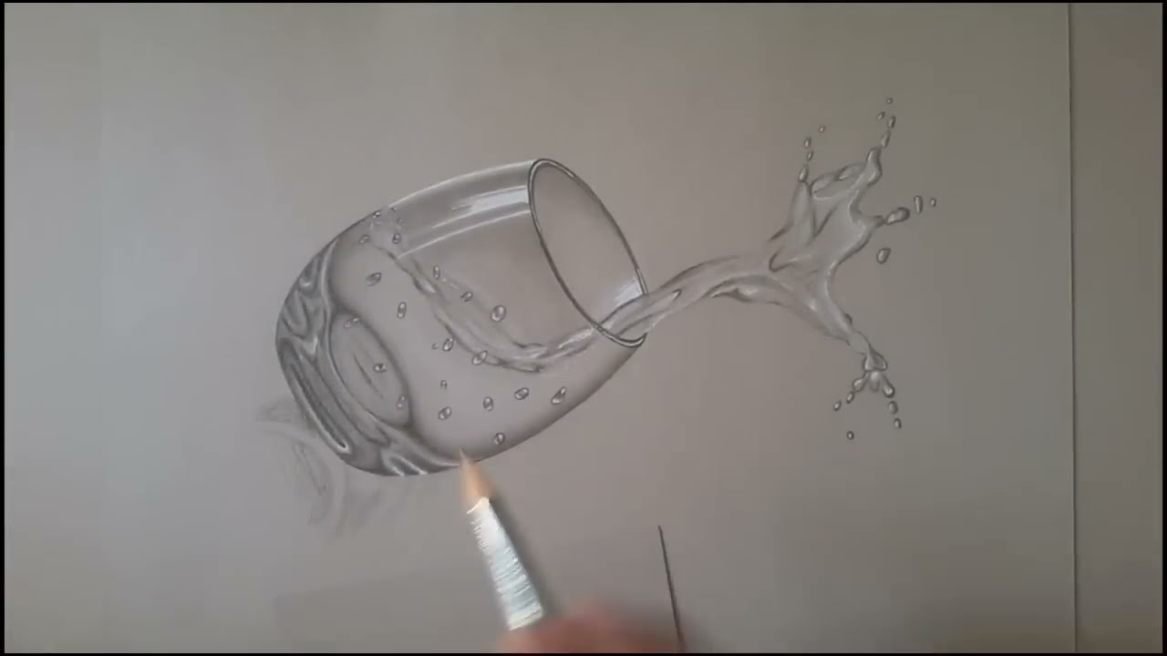 3d drawing water splash from glass by naushad ahmad