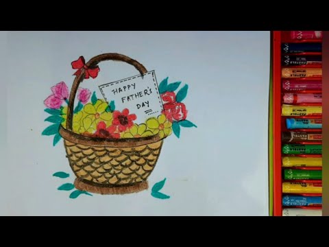 Father's day special drawing | Flower basket drawing...