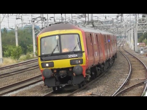 Royal Mail 325001, 325005 and 325004 at speed through Rugeley Trent Valley - 29/6/21