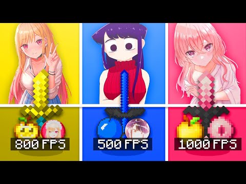 TOP 3 MEJORES ANIME WAIFU TEXTURE PACKS para MINECRAFT PVP | KITAGAWA MARIN, KOMI-SAN, SAJUNA INUI