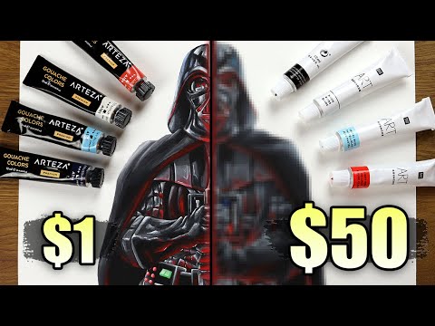 $1 vs $50 GOUACHE | Which is WORTH IT..? | DARTH VADER
