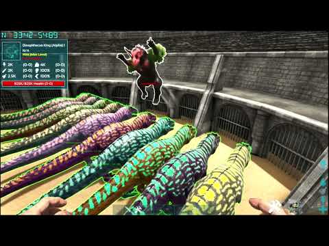 Dinopithecus King Alpha  vs R Giganotosaurus level 1 ark Battles Dinoplanet