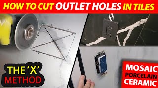 How to Cut OUTLETS in Tiles with 'X' Method - Cutting Electrical Outlet Hole in any Tile 💠