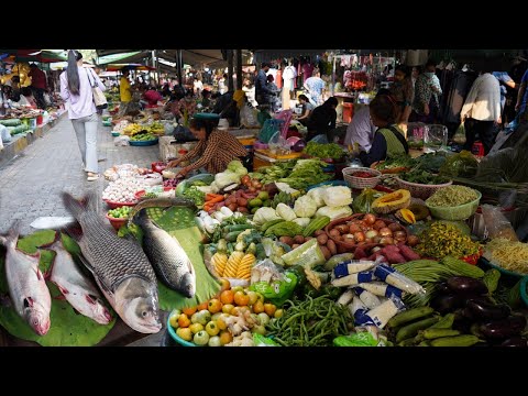 Boeung Trabek Plaza Market Scene - Activities of Vendors Selling Some Food For Daily