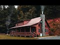 Cozy Log Cabin Home in Mountain North Carolina. Interior Tour. Relaxing Rain Sound for Sleeping 4K