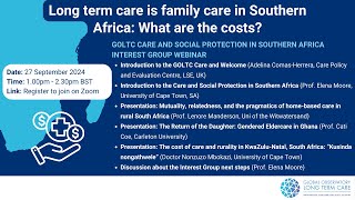 Long term care is family care in Southern Africa – What are the costs?