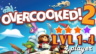 Overcooked 2 Level 1-1 4 Stars 4 Player Co-op (Completed)
