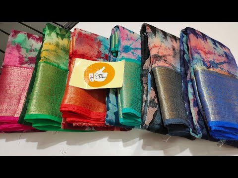 Beautiful organza Sarees With  shibori design and rich kanchi border raw silk Blouse