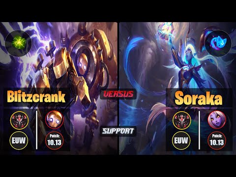 GrandMaster BLITZCRANK [Aftershock] (Support) VS  SORAKA - Grandmaster EUW Patch 10.13
