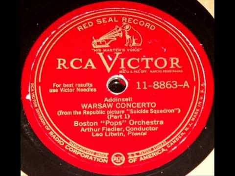 Warsaw Concerto(Pt-1) by Arthur Fiedler & Boston Pops on 1944 RCA Victor 78.