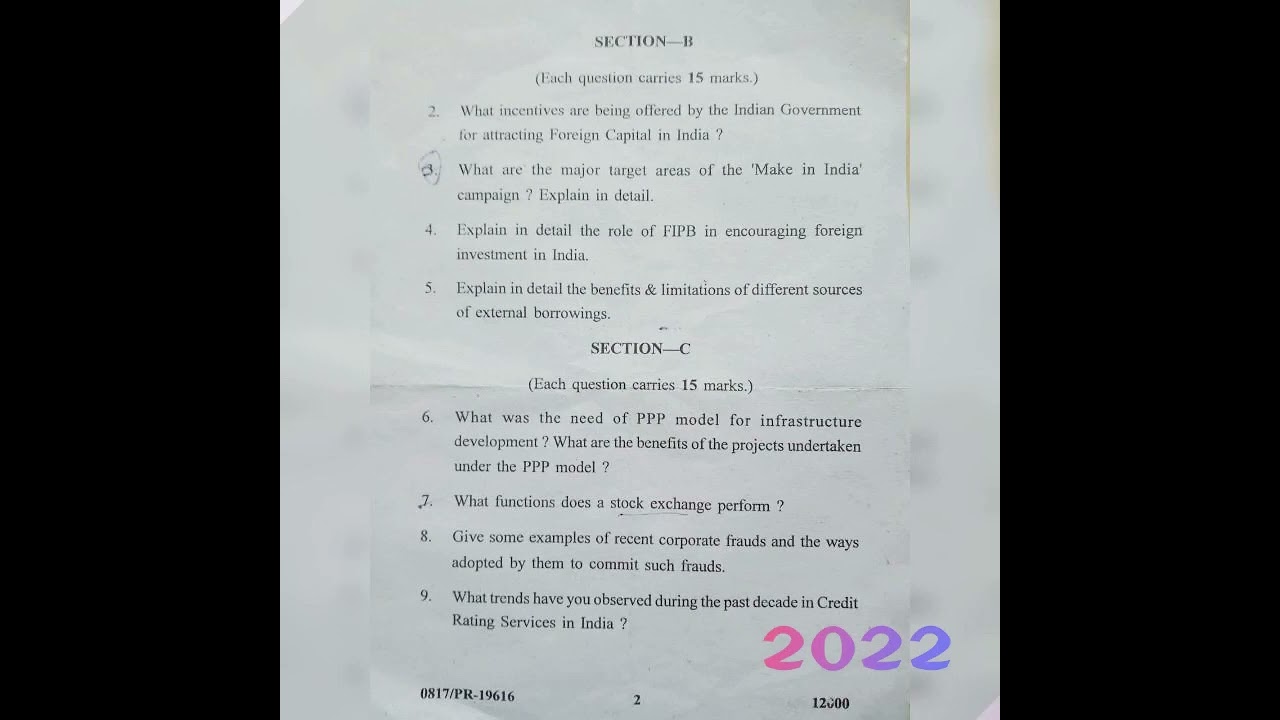 Inter Disciplinary Issues in Indian Commerce (IIC), Question Paper 2022,PDF & DPT Also available.