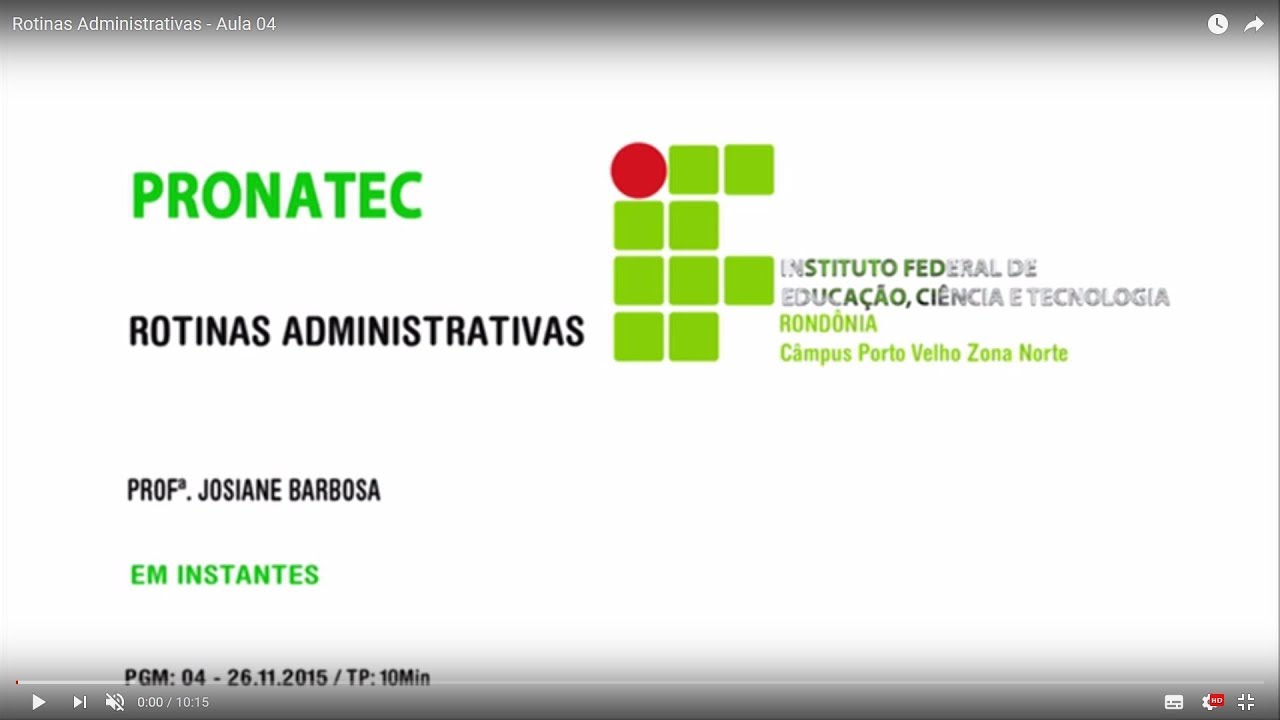 Rotinas Administrativas - Aula 04