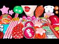 ASMR PINK RED DESSERTS 핑크색 빨간색 디저트 ICE CREAM WATERMELON GUMMY TIKTOK JELLY GUMMY �