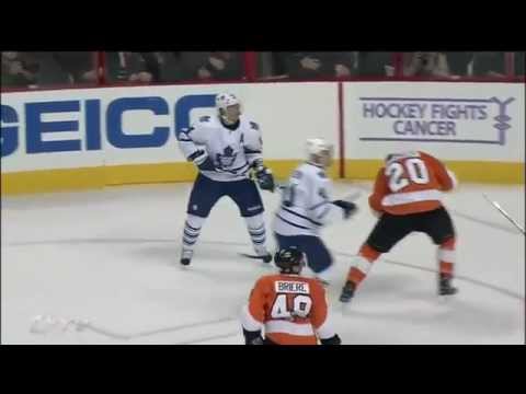 Chris Pronger Gets Hit in The Eye With Stick (October 24, 2011)