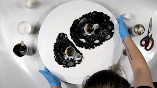 (852) Amazing Double Open Cup Pour with Black, White and Gold Spray Paint!