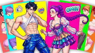 OMG! Look at those abs! 😳🔥 HUNTRIX RUMI x SAJABOYS JINU - KPOP DEMON HUNTERS | Sticker Book DIY