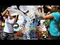 The Ice Bucket Pool Challenge Cute Girls In Bikini Kids Sexy Pool Bath In The Winter