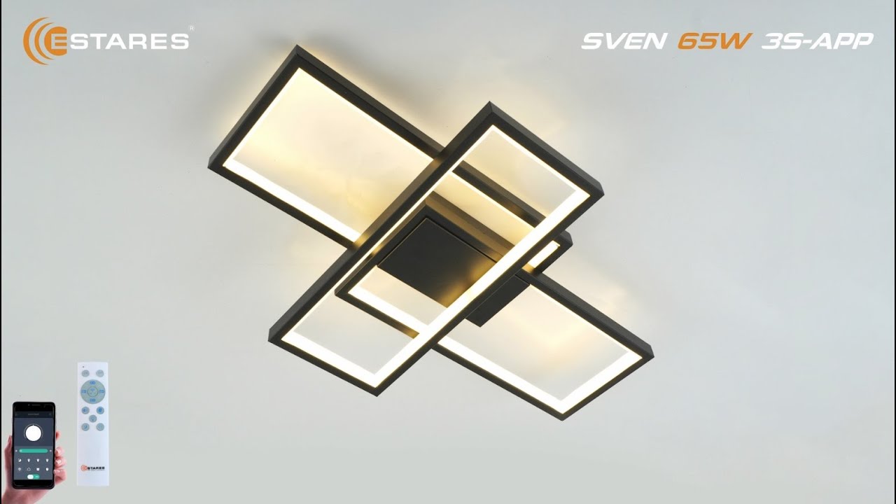 Світлодіодна люстра з пультом та мобільним додатком SVEN 65W 3S чорний