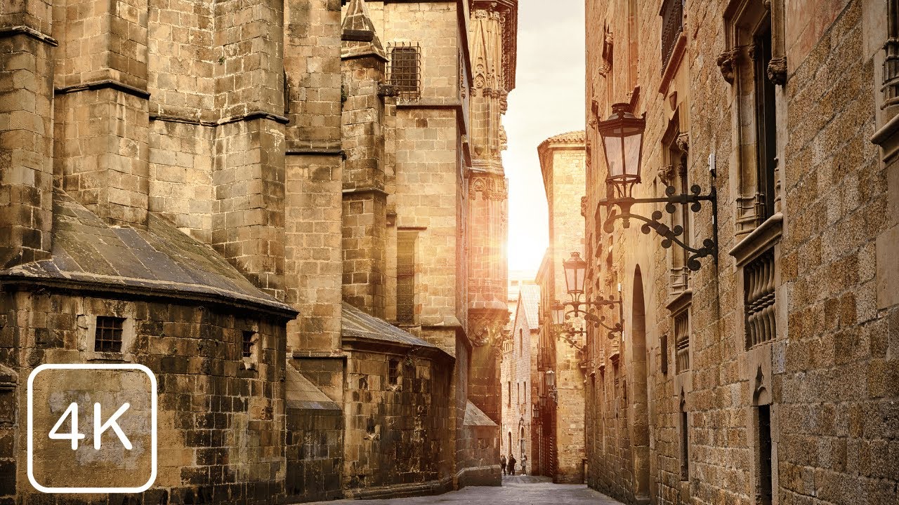Immersive street-level walking tour through Barcelona — Gothic Quarter, Spain, showcasing authentic urban landscapes, local architecture, and the vibrant atmosphere of the city's neighborhoods