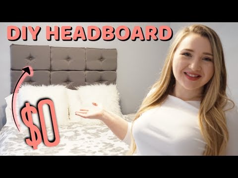 DIY TUFTED HEADBOARD FOR $0 | SUPER CHEAP & EASY NO SEW UPHOLSTERED HEADBOARD Video