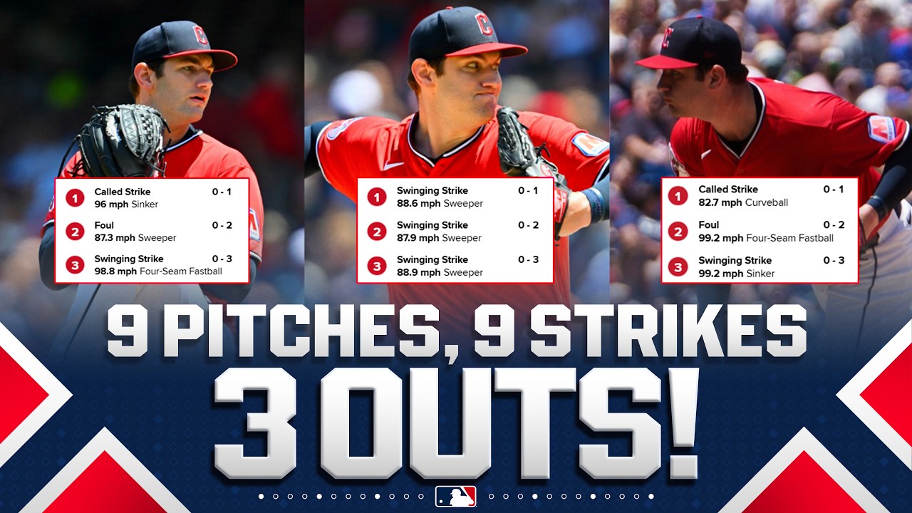 IMMACULATE INNING 😲 Gavin Williams strikes out the side on 9 PITCHES! (Guardians' first since 2022)
