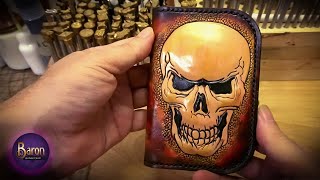 Making a Tooled Wallet - Biker/Trucker Skull Wallet with 3D Embossing