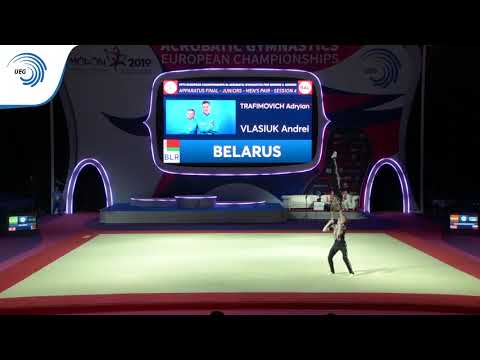 Adrian TRAFIMOVICH & Andrei VLASIUK  (BLR) - 2019 Acro junior Europeans, balance final