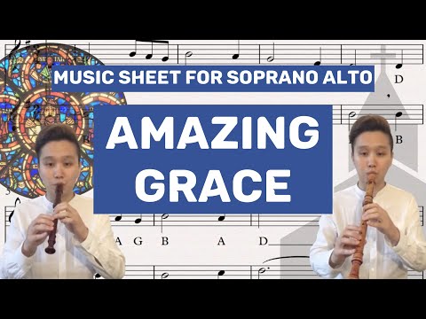 [RECORDER] "Amazing Grace" Music sheet  Note Names with letters  Soprano Alto recorder