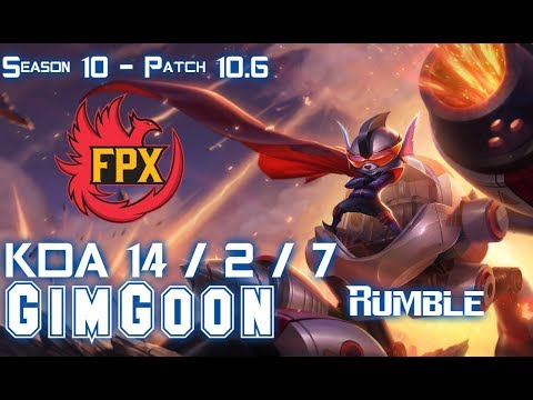 FPX GimGoon RUMBLE vs ORIANNA Mid - Patch 10.6 KR Ranked