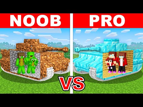 MIKEY vs JJ Family: NOOB vs PRO: TANK HOUSE Build Challenge in Minecraft
