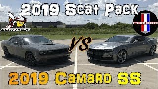 2019 Camaro SS VS 2019 Scatpack Challenger .. Roll Races and Reviews