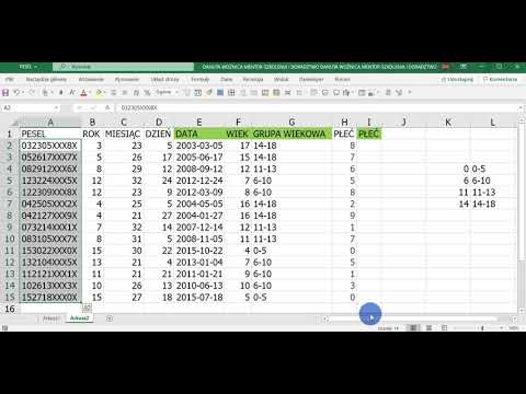Jak z PESELu pobrać płeć? - Tekst jako kolumny, JEŻELI, CZY.PARZYSTE