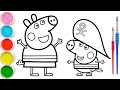Peppa Pig And Pirate George Drawing Painting Coloring For Kids And Toddlers Kids Art