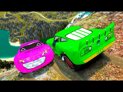GTA 4 HULK McQueen vs Squid Game McQueen Crash Testing & Cliff Drops #1