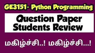 Download the video "GE3151|Problem Solving and Python Programming|Question Paper|2025|Review|Students feedback|2025|"