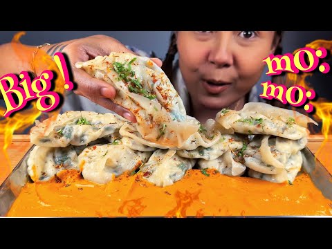 COOKING & EATING BIG MOMO CHALLENGE 🔥THIS IS THE BIGGEST MOMO I EVER MADE 🔥 ALOO & CHEESE MOMO ASMR