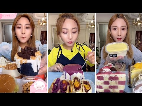 asmr mukbangasmr/kwai dessert mukbang,/mochi eating,creperoll cake chocolate #asmr