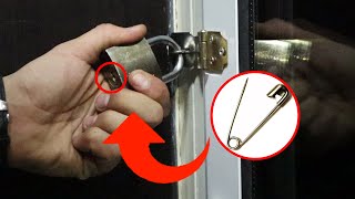 Opening locked door by pliers and safety pin