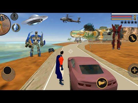 Vegas Crime Simulator (Superhero Fight Red Car Robot) Red Car Robot Fight Hero - Android Gameplay HD