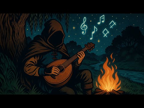 Medieval River Lullaby: Peaceful Harp & Lute by Starlit Campfire | Bard Music for Deep Sleep & Calm