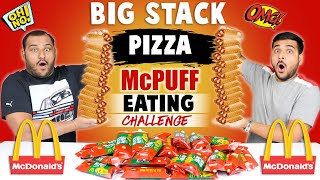 BIG STACK PIZZA McPUFF EATING CHALLENGE | Mcdonald's Pizza Puff Eating Competition | Viwa Food World