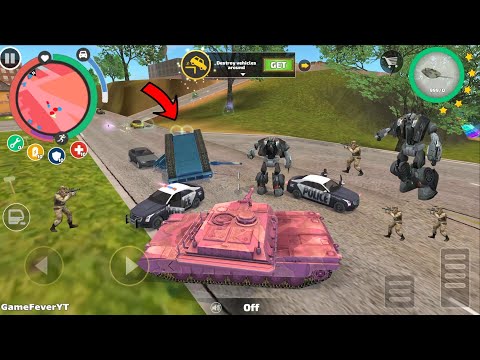 Rope Hero: Vice Town (Army Tanker Overturned in Beach Road) Tank vs Army Man - Android Gameplay HD