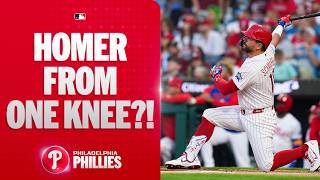HOW DID HE HOMER?! Kyle Schwarber DROPS TO A KNEE to crush a solo home run to center field! ????