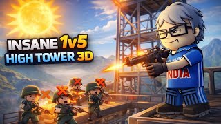 1 vs 5 CLUTCH 😈 | High Tower 3D Map | Mini Militia | CRANE