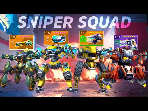 SNIPER SQUAD - EM Rifle, Railgun, Continuum, Quantum Gun - Arachnos Ares Zephyr Vortex - Mech Arena